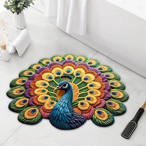 3D Peacock Mat - Quick Dry Anti-Slip